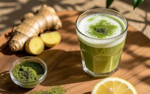 Pha matcha detox cơ thể với gừng