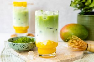 cách tạo lớp phân tầng đẹp mắt cho ly matcha xoài latte