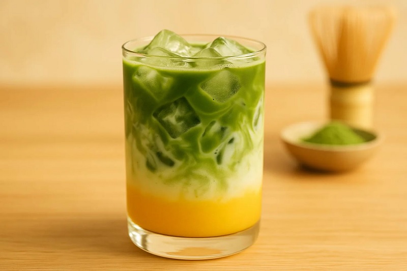 mẹo pha matcha latte xoài chuẩn quán