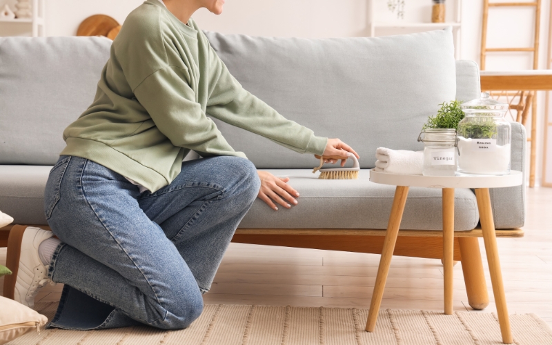 Làm sạch ghế sofa nỉ bằng baking soda